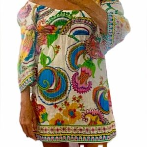 Trina Turk Dress  Beach flirty fun colorful vacay sexy large rainbow swim cover